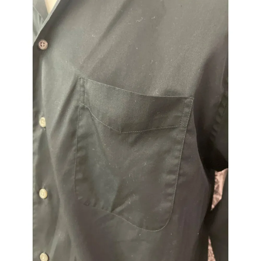 Dockers Men Black Micro-Fiber Blend Long Sleeve Button-Up Shirt Size L 16-16 1/2